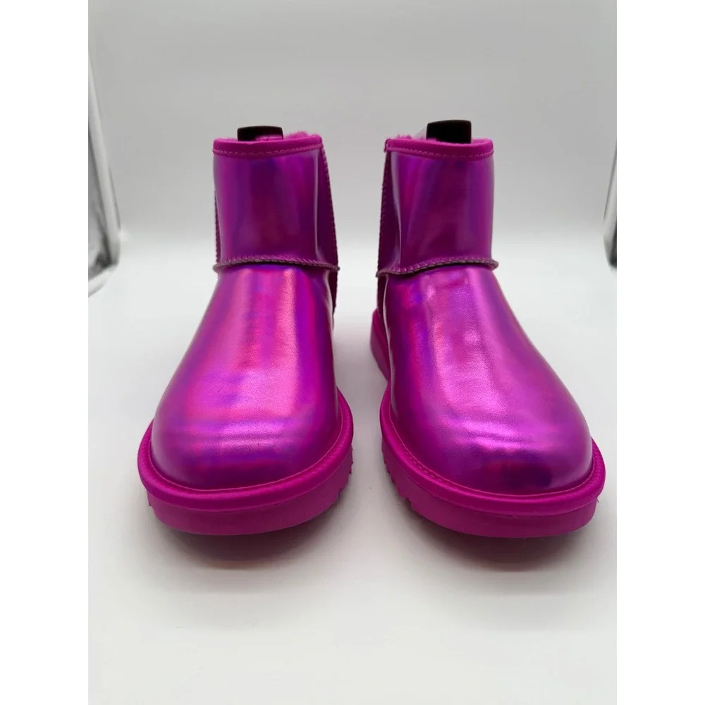 UGG Classic Mini Metallic Fuchsia Pink Iridescent Ankle Boots Women 9